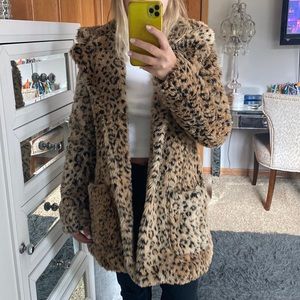 Princess Polly Winona Faux Fur Leopard Fur Coat